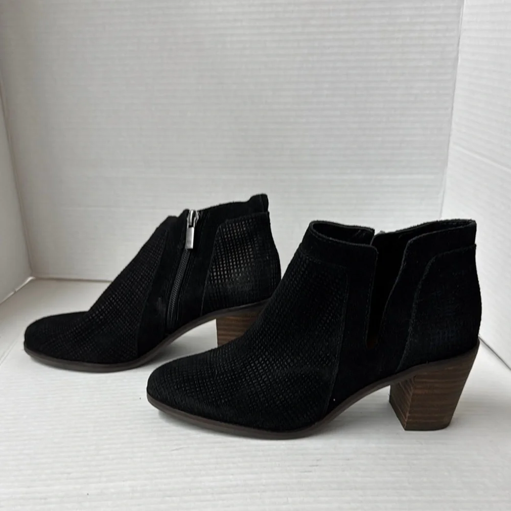 Black Suede Lucky Brand Ankle Boots 6.5